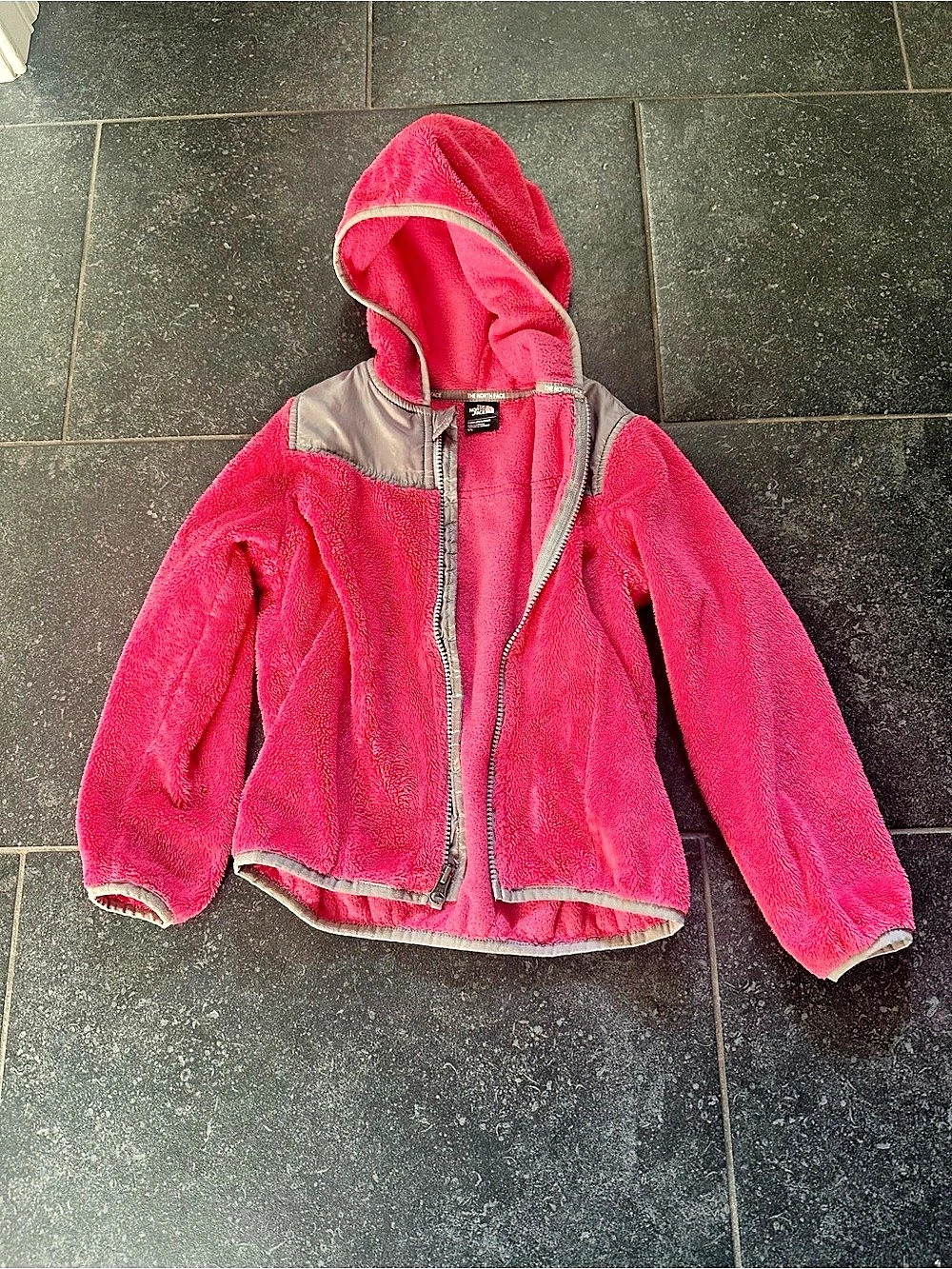 The North Face Oso Full-Zip Fleece Hoodie Girls Pink & Gray Size 6